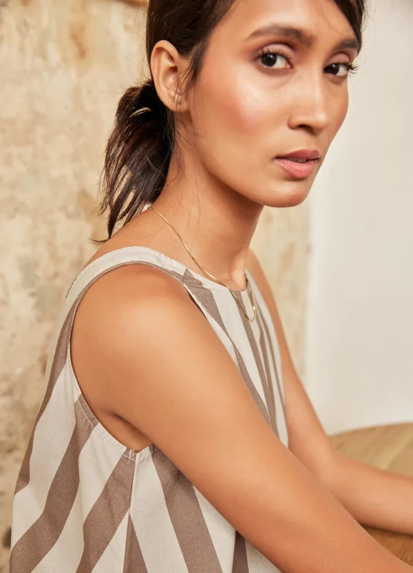 Mocha Stripe Swing Dress - Image 3