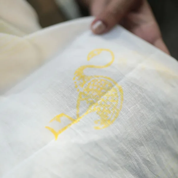 Yellow Flamingos Handloom Organic Cotton Stole - Image 4