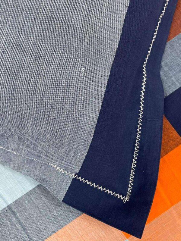 Cotton Double Bed Sheet & Pillow Covers - Orange & Blue - Image 4