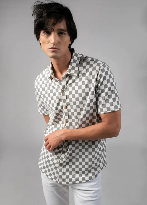 Mist Checkers Half-Sleeve Shirt - Image 5