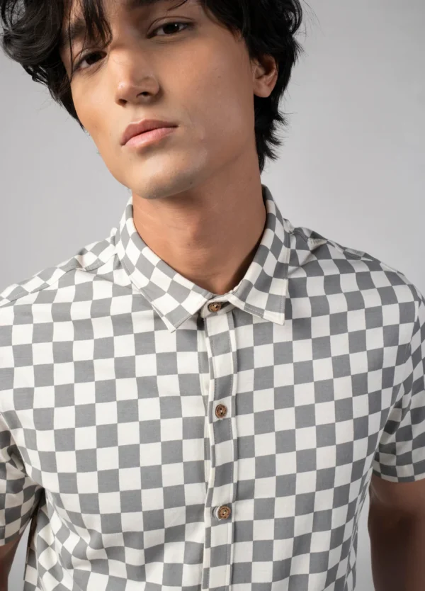 Mist Checkers Half-Sleeve Shirt - Image 4