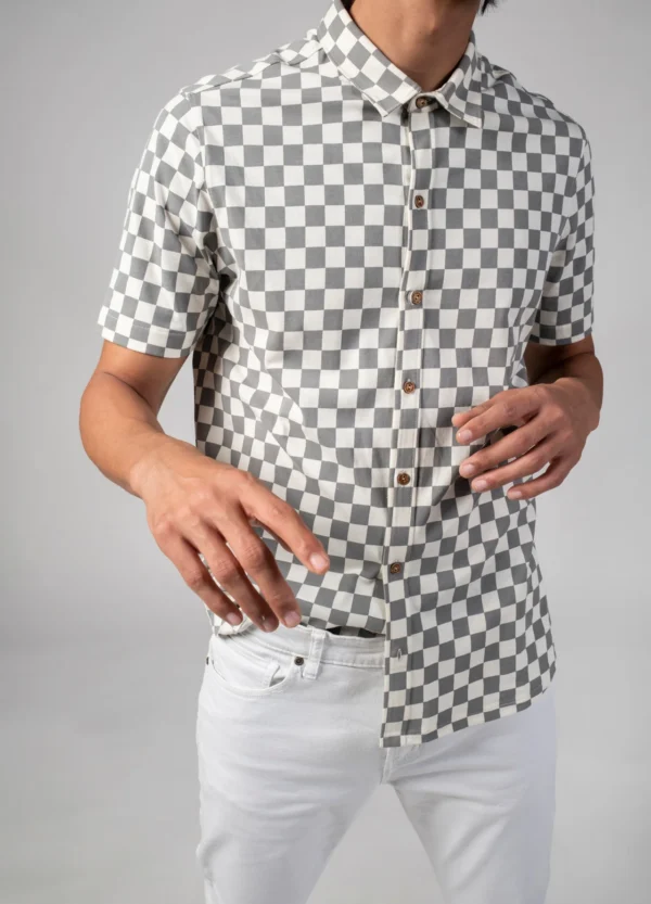 Mist Checkers Half-Sleeve Shirt - Image 3