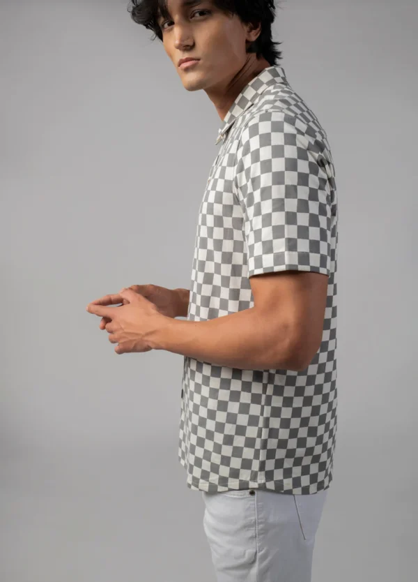 Mist Checkers Half-Sleeve Shirt - Image 2