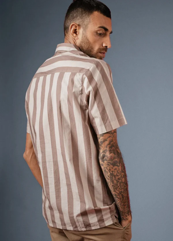 Mocha Stripe Half-Sleeve Shirt - Image 2