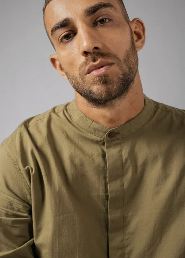 Olive Mandarin Shirt - Image 2