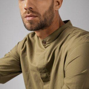 Olive Mandarin Shirt