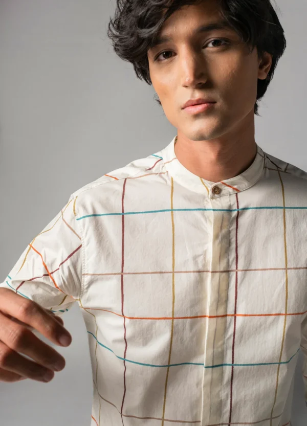 Plaid Mandarin Shirt - Image 5