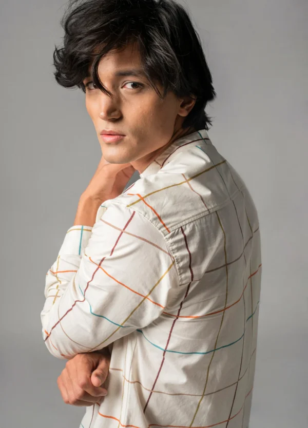 Plaid Mandarin Shirt - Image 3