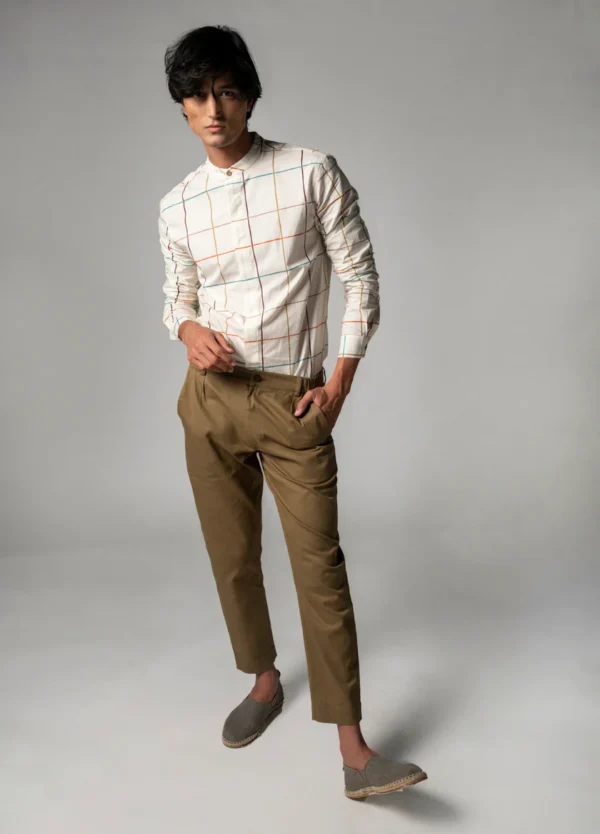 Plaid Mandarin Shirt - Image 2