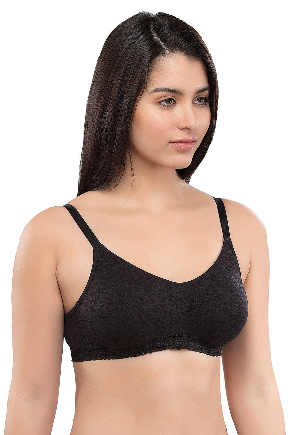 Organic Seamless Laced Bra-ISB054-Black - Image 2