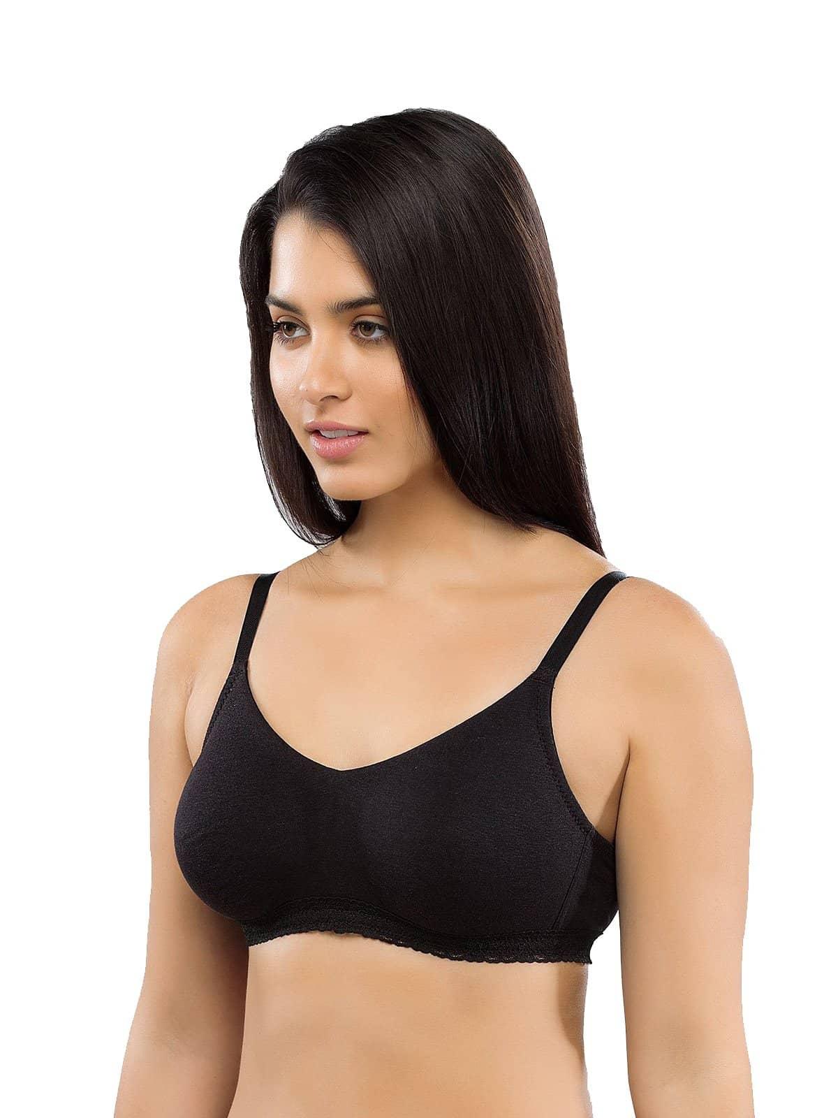 Organic Seamless Laced Bra-ISB054-Black