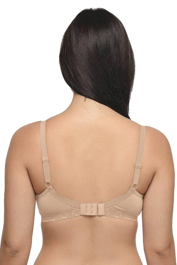 Organic Cotton Antimicrobial Seamless Laced Bra-ISB054-Skin - Image 5