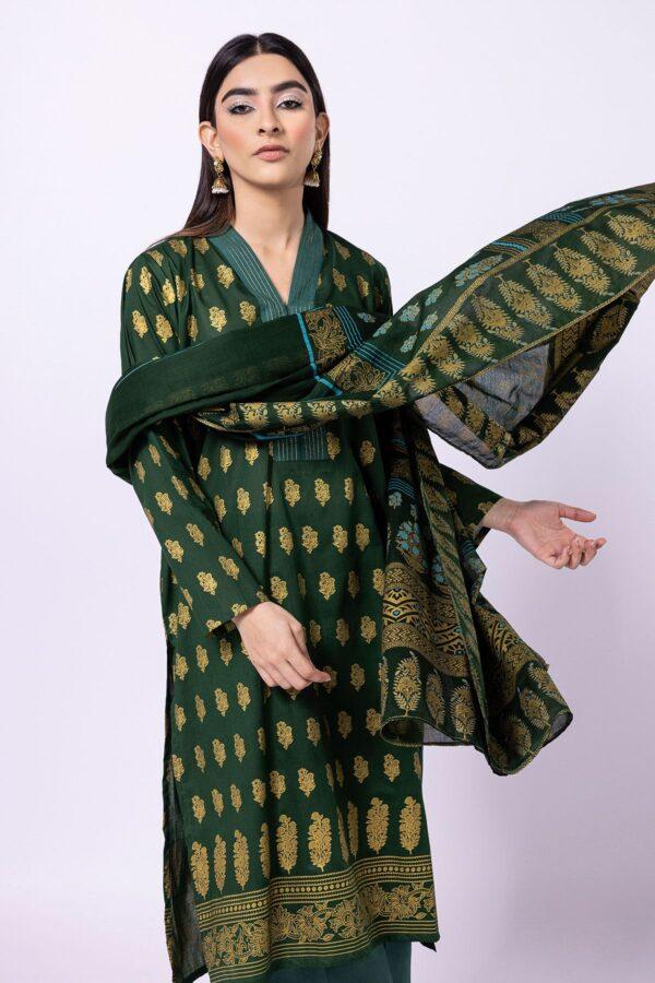 Khaadi Eid Festive Lawn 2023 | bla23129_green - Image 2