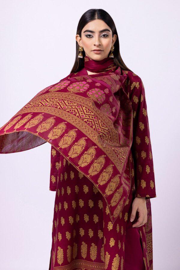 Khaadi Eid Festive Lawn 2023 | bla23129_red - Image 2