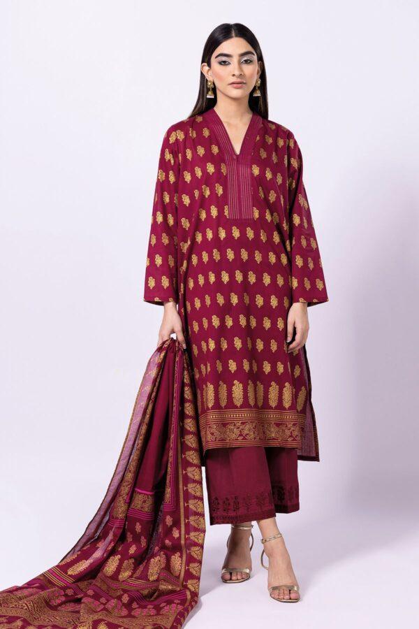 Khaadi Eid Festive Lawn 2023 | bla23129_red - Image 3