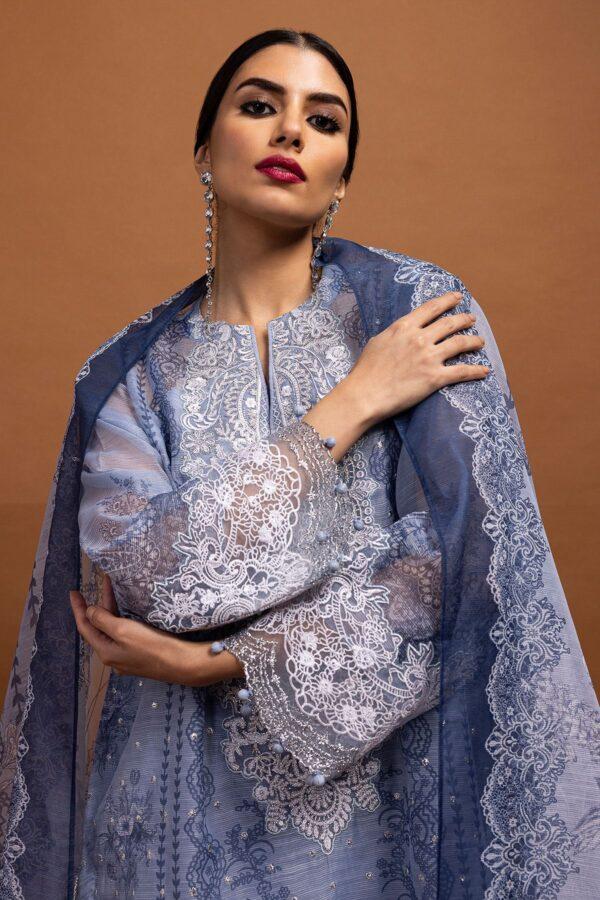 Khaadi Eid Festive Lawn 2023 | bpo23103_blue - Image 3