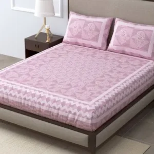 Pink Cotton All Over Floral Bedsheet