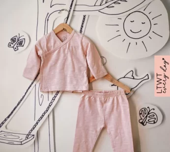 Everyday unisex baby kimono top and leggings set in rose pink for girls & boys