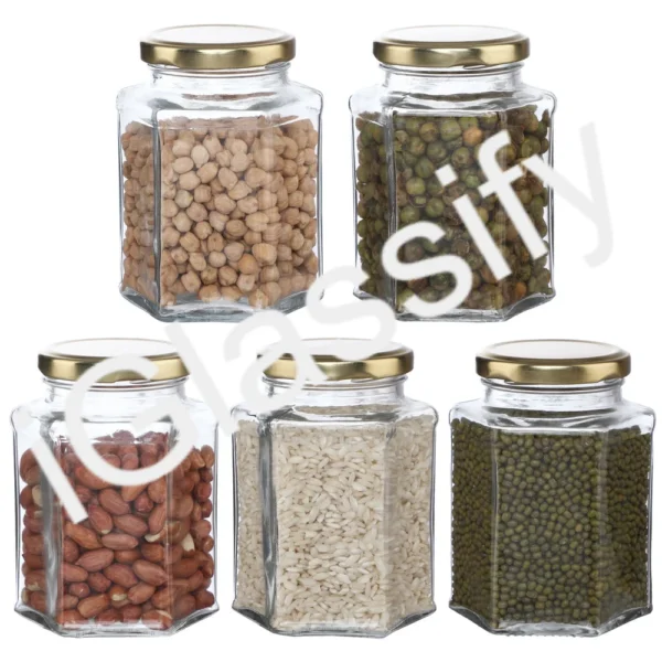 Lug Cap - Tin 200ml Hexagonal Glass Jar - Image 3