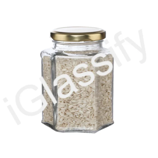 Lug Cap - Tin 200ml Hexagonal Glass Jar - Image 2