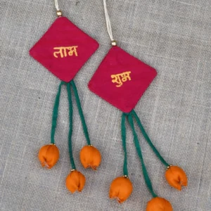 Small Festive Wall Hanging In Silk - Shubh Laabh