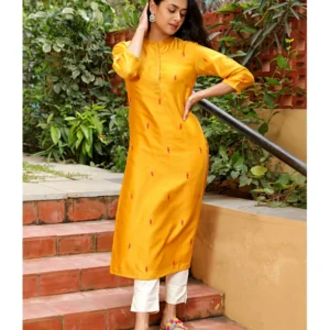 Yellow Chanderi Silk Kurta