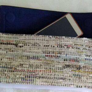 Handwoven Newspaper Envelop Clutch – Navy