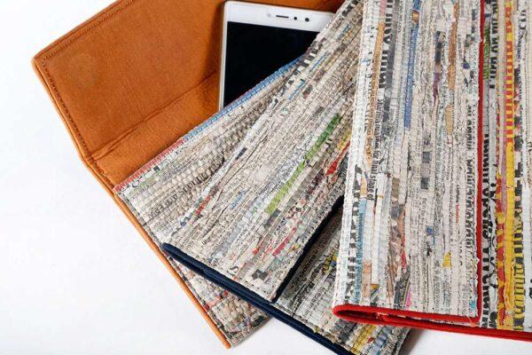Handwoven Newspaper Envelop Clutch – Orange - Image 3