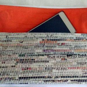 Handwoven Newspaper Envelop Clutch – Orange