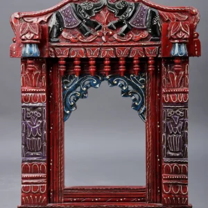 24" Hand Painted Elephant Design Jharokha (Window) | Wood Jharokha | Handmade Art | Made In India