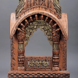 27" Hand Painted Temple Design Wood Jharokha (Window) | Handmade Art | Made In India