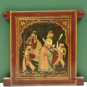 13" Hand Painted King Riding Horse Painting Jharokha (Window) | Handmade