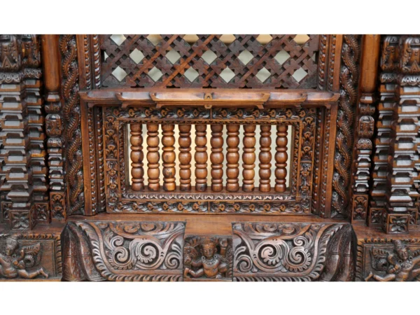 42'' Large Peacock and Nepalease God Window | Wooden | Nepalese Handicrafts - Image 6