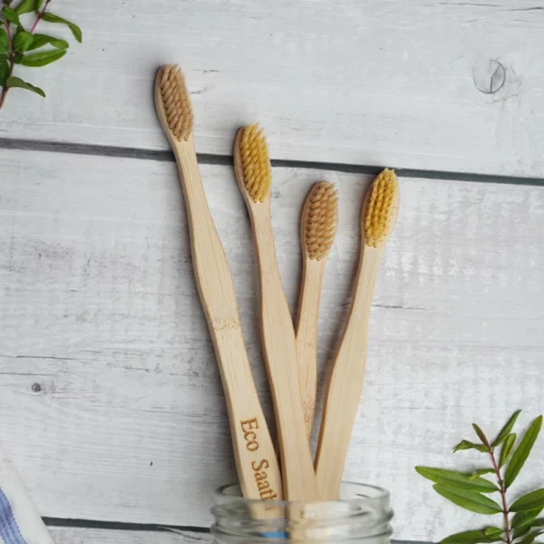 Pack of 4 Natural Bamboo Toothbrush for Adults