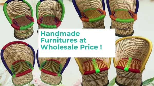 Handmade Bamboo Mudha Chairs Table Set, For Sitting - Image 2