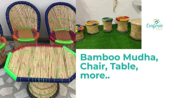 Handmade Bamboo Mudha Chairs Table Set, For Sitting - Image 3