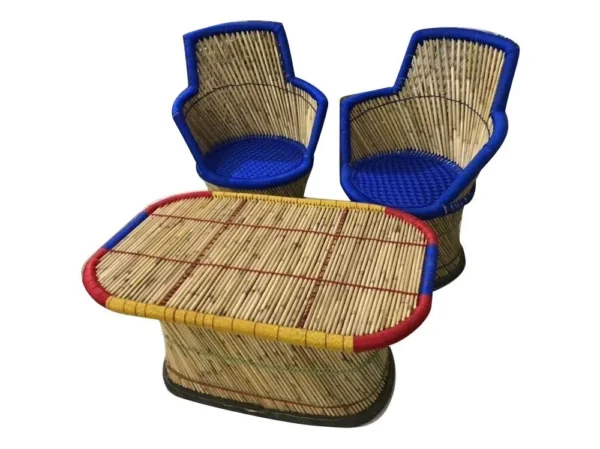 Handmade Bamboo Mudha Chairs Table Set, For Sitting - Image 4