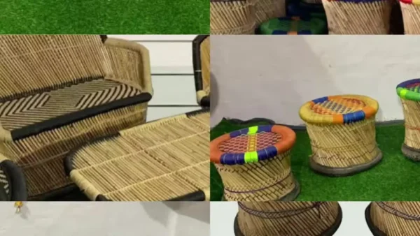 Handmade Bamboo Mudha Chairs Table Set, For Sitting - Image 5