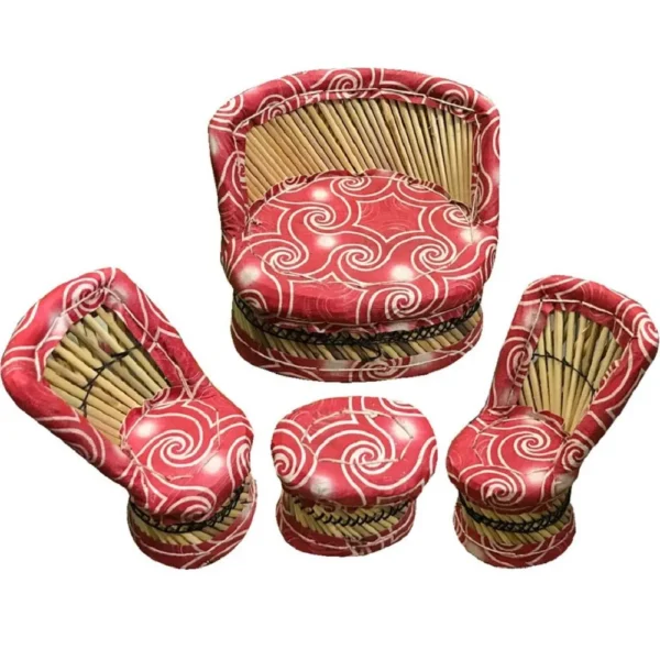 Miniature Bamboo Furniture Sofa Set (Mudha) for Kids Play Showpiece and Home Decor - Image 5