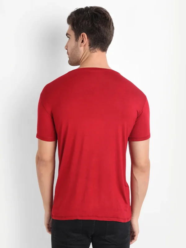 Bamboo Fabric Maroon T-shirt For Men - Image 4