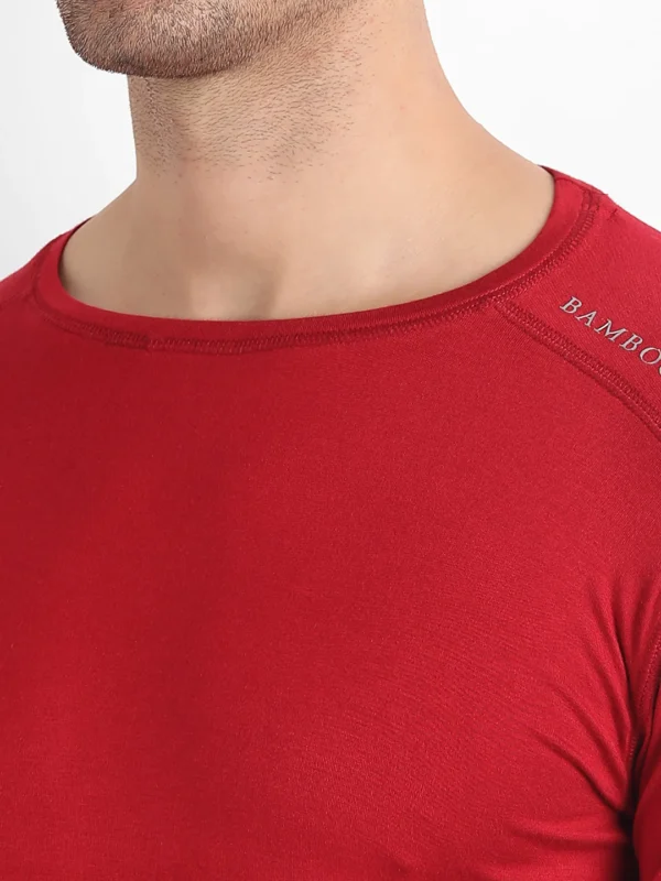 Bamboo Fabric Maroon T-shirt For Men - Image 3