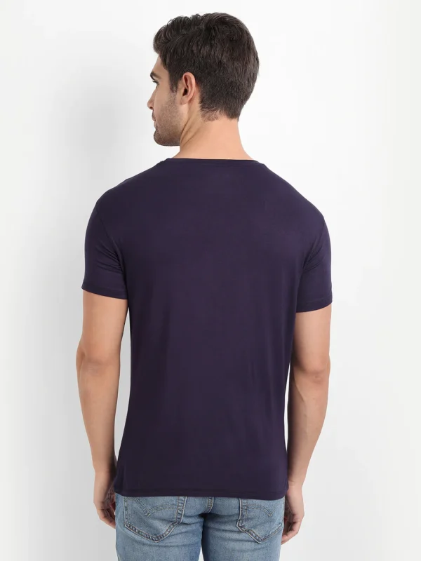 Bamboo Fabric Navy T-shirt For Men - Image 3