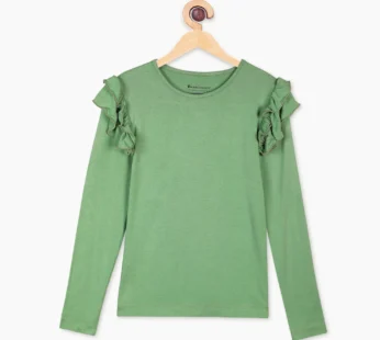 Bamboo Fabric Girl’s Ruffled Shoulder Top | Anti-bacterial, Anti-viral Collection