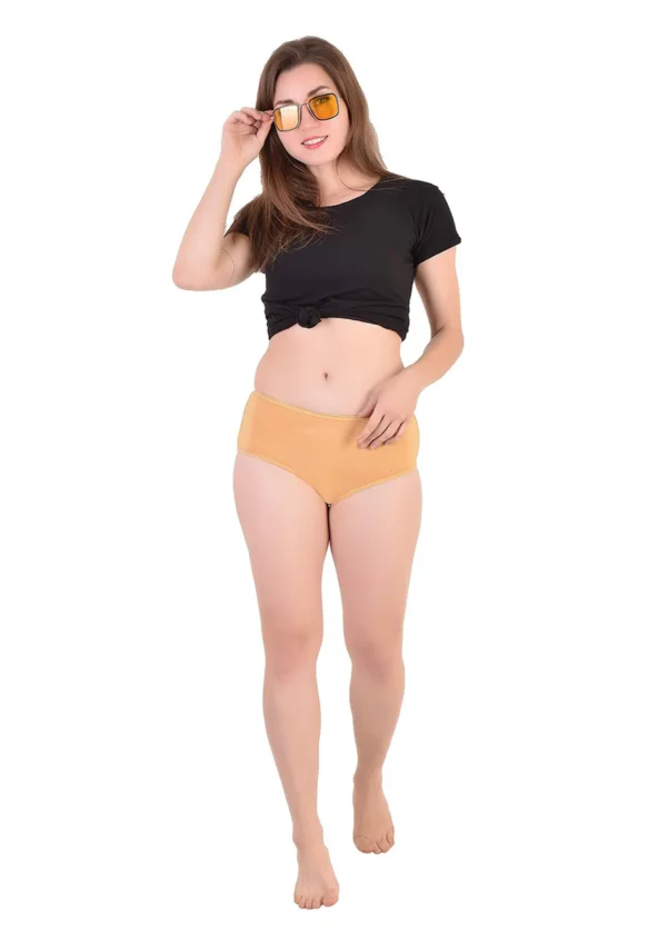 Bamboo Fabric Women's Mid Rise Panty | Beige and Purple Pack of 2 - Image 6