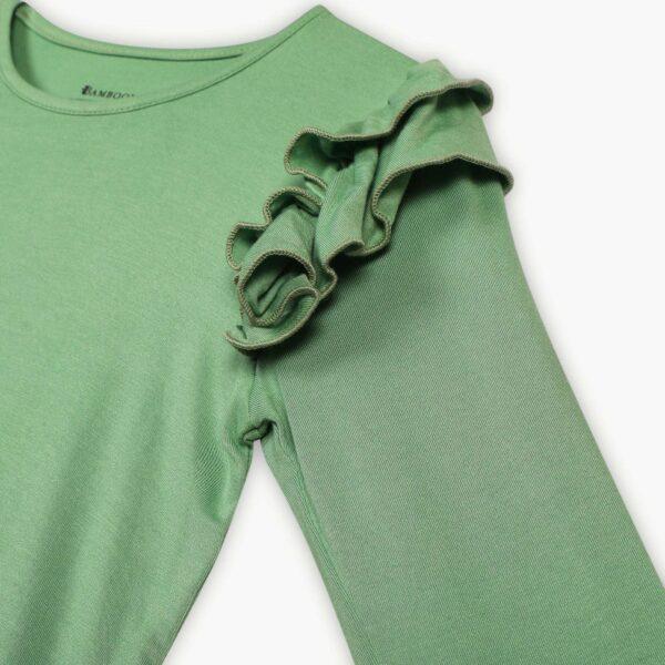 Bamboo Fabric Girl's Ruffled Shoulder Top | Anti-bacterial, Anti-viral Collection - Image 5