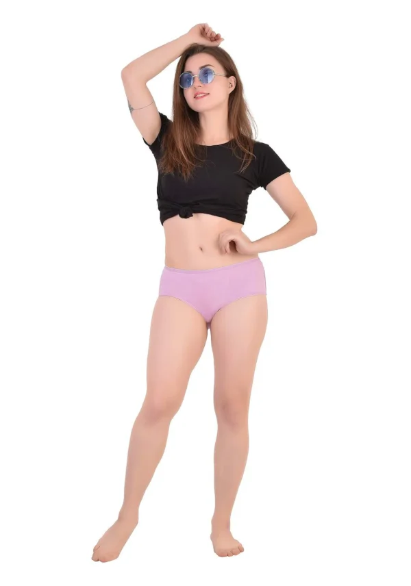 Bamboo Fabric Women's Mid Rise Panty | Beige and Purple Pack of 2 - Image 5