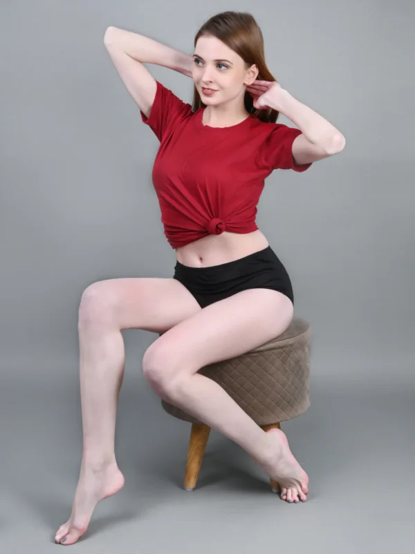 Bamboo Fabric Women's Hipster Panty | Red and Black | Pack of 2 - Image 3