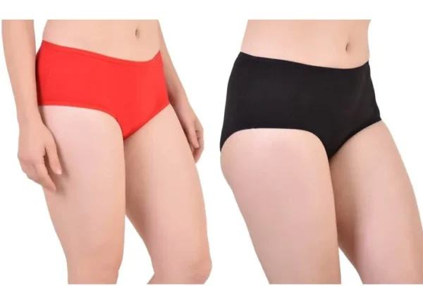 Bamboo Fabric Women's Mid Rise Panty | Red and Black | Pack of 2 - Image 4