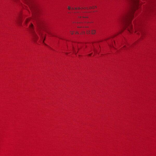 Bamboo Fabric Girl's Ruffle Neck Top | Anti-bacterial, Anti-viral Collection - Image 2