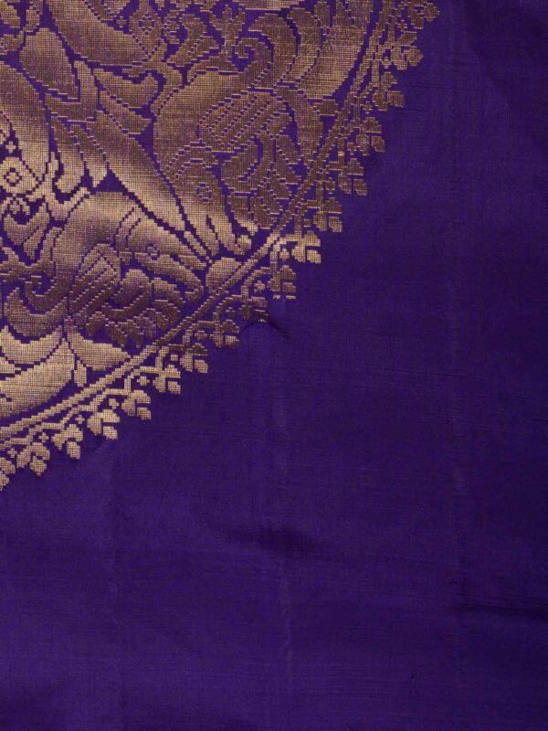 Smoked Aubergine Silk Saree Purple With Blouse Piece - Image 4